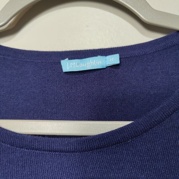 J. McLaughlin Womens Sz M Blue Silk Cashmere Pullover Sweater Baroque - Picture 3 of 5